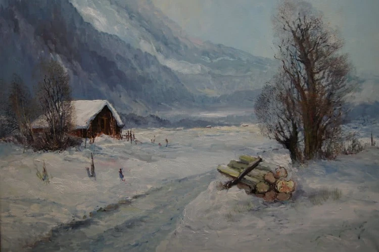 Zima w Garmisch-Partenkirchen obraz olejny na płótnie Gustav Türk