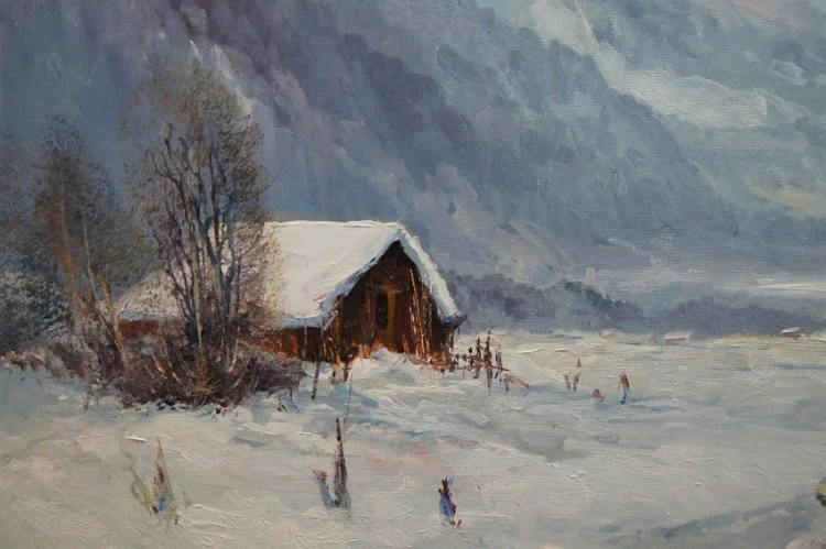 Zima w Garmisch-Partenkirchen obraz olejny na płótnie Gustav Türk