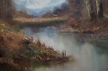 Gustav Türk - Jesienny pejzaż lasu z rzeczką | klimatyczny obraz