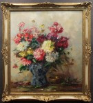 Barwny bukiet w porcelanowym wazonie duży obraz K. Wacker