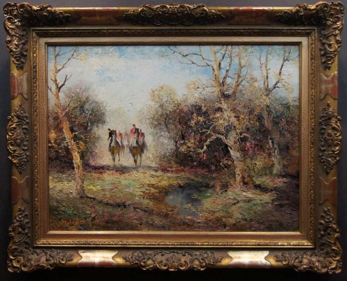 Jeźdźcy w lesie stary obraz z kolekcji Ludwig Gschossmann