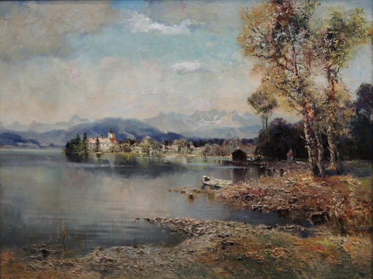 Stary obraz olejny Ludwig Gschossmann