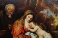 Stary obraz Święta rodzina odpoczynek Robert Vandenhouten