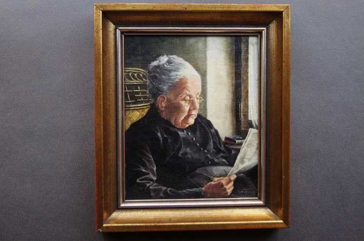 Sentymentalny obraz czytająca babcia Wilhelm Hoffmann