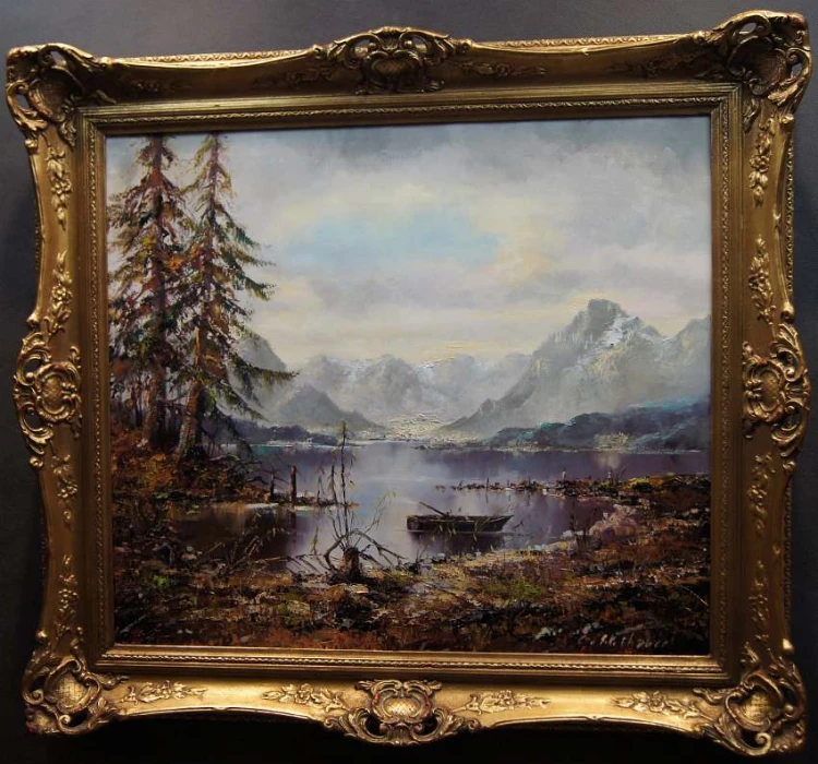 Herbstlandschaft vom Eibsee mit Bergen im Hintergrund Friedrich Karl Thauer