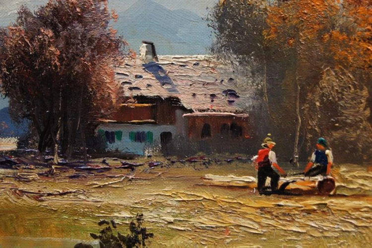 Sceneria wiejska i cięcie drzewa - obraz do salonu Helmut Stadelhofer
