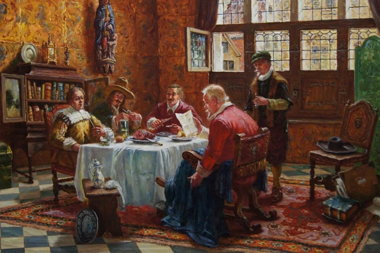 Oskar Urbahn męskie opowiastki przy wieczerzy - historyczny obraz - Polecamy rarytas !!!