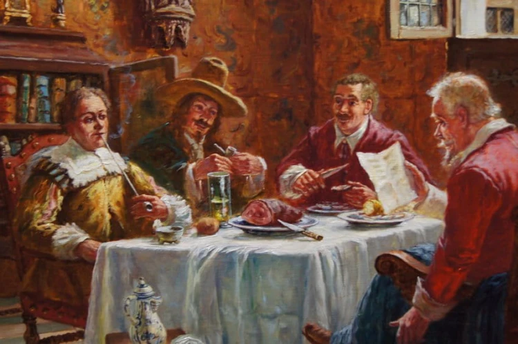 Oskar Urbahn męskie opowiastki przy wieczerzy - historyczny obraz - Polecamy rarytas !!!