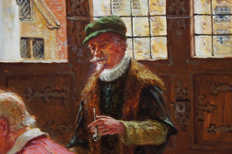 Oskar Urbahn męskie opowiastki przy wieczerzy - historyczny obraz - Polecamy rarytas !!!