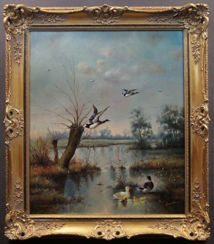 Dzikie kaczki obraz olejny malowany na płótnie Robert Trätzl