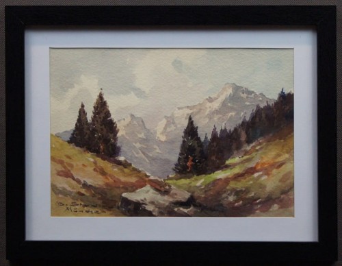 Pejzaż górski akwarela Benno Stadler