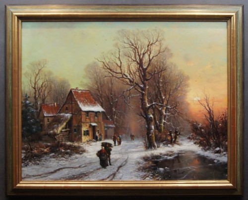 Pałacowy obraz !!! Unikatowa sceneria zimowa - obraz olejny - Horst Altermann