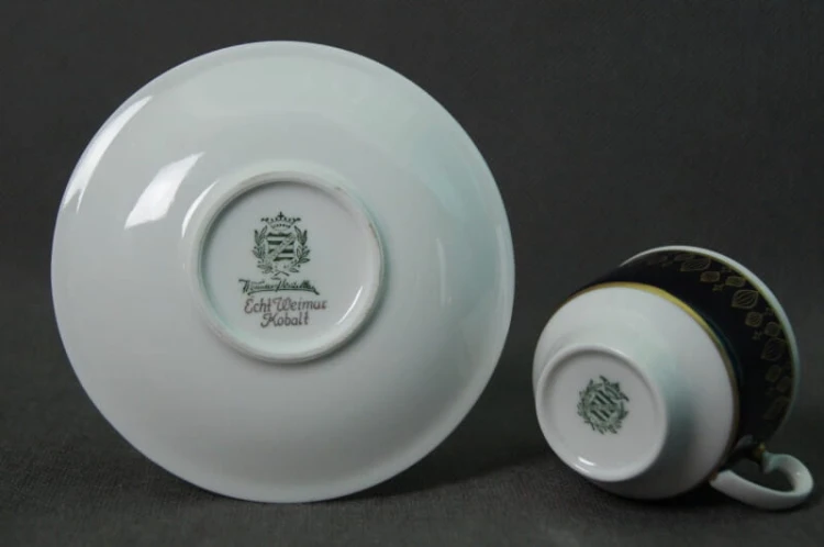 Kobalt złoto filiżanka do espresso porcelana Weimar