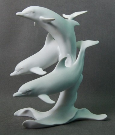 Trzy delfiny porcelanowa grupa figuralna Kaiser Unikat
