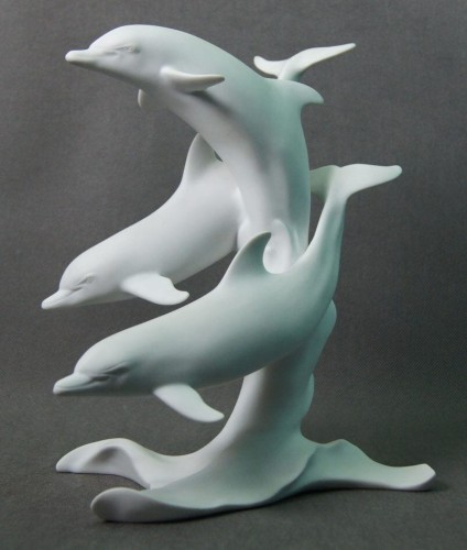 Trzy delfiny porcelanowa grupa figuralna Kaiser Unikat