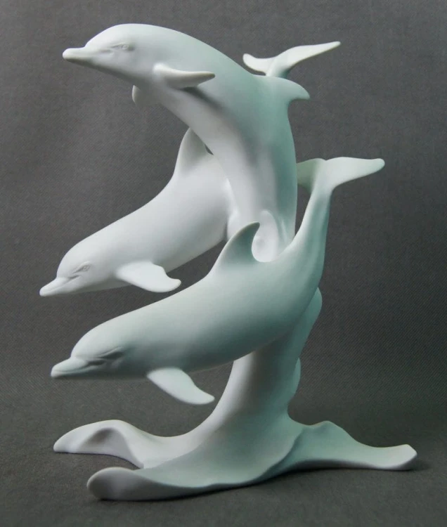Trzy delfiny porcelanowa grupa figuralna Kaiser Unikat