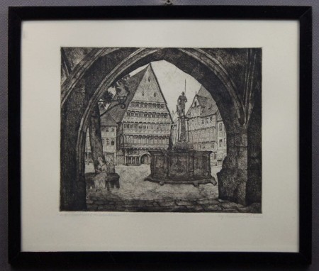 Niemieckie miasto Hildesheim na artystycznej grafice H.F.Eilert