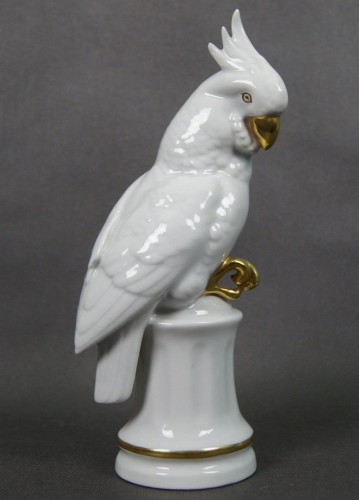 Biała papuga fascynująca duża figurka - porcelana Neue Tettau