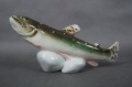 Rybapstrąg porcelanowa kolorowa duża figurka