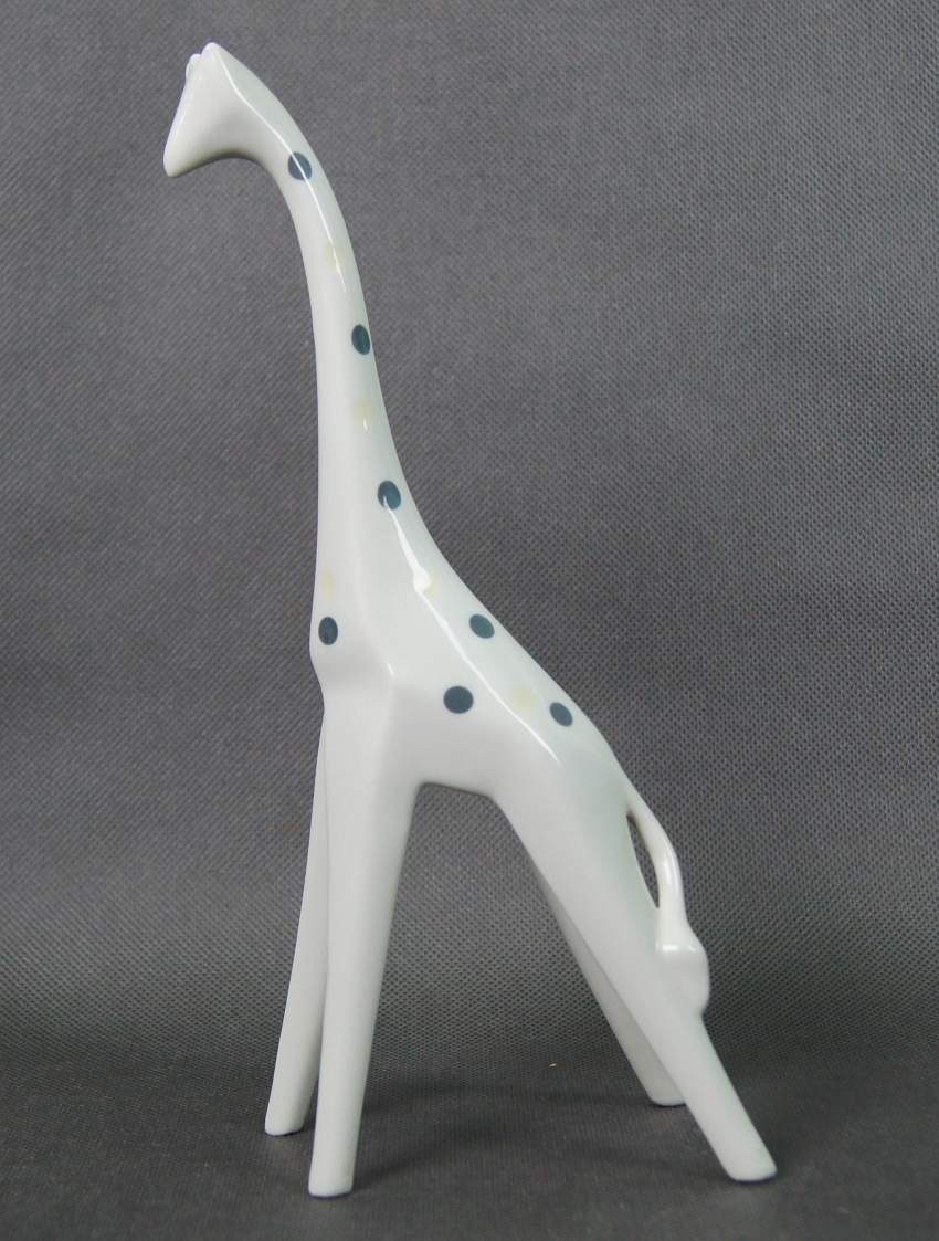 Żyrafa lata 50 Vintage niemiecka figurka porcelana Sgrafo Modern