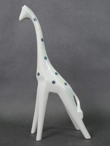 Żyrafa lata 50 Vintage niemiecka figurka porcelana Sgrafo Modern