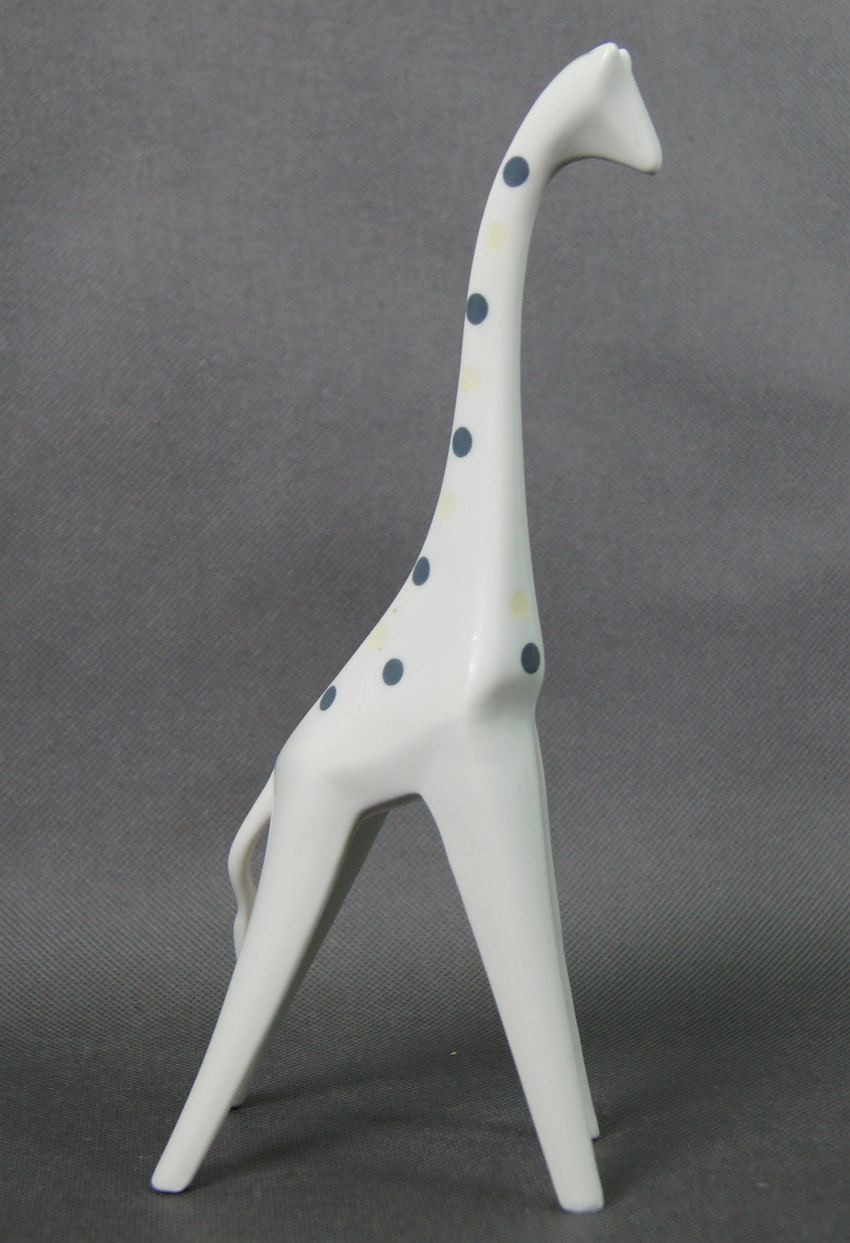 Żyrafa lata 50 Vintage niemiecka figurka porcelana Sgrafo Modern