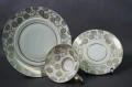 Ecru złocenia wyjątkowe śniadaniowe trio porcelana Weimar