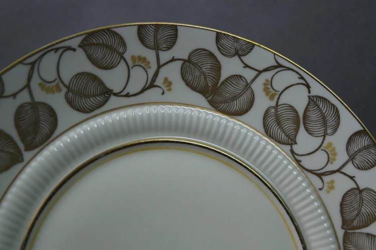 Ecru złocenia wyjątkowe śniadaniowe trio porcelana Weimar