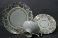 Ecru złocenia wyjątkowe śniadaniowe trio porcelana Weimar