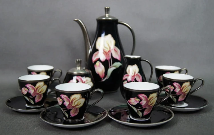Irysy serwis do kawy ręcznie malowana porcelana KPM Krister