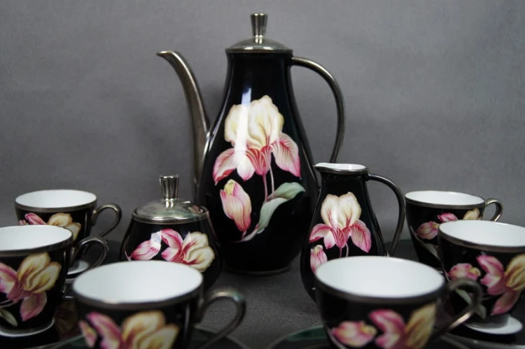 Irysy serwis do kawy ręcznie malowana porcelana KPM Krister