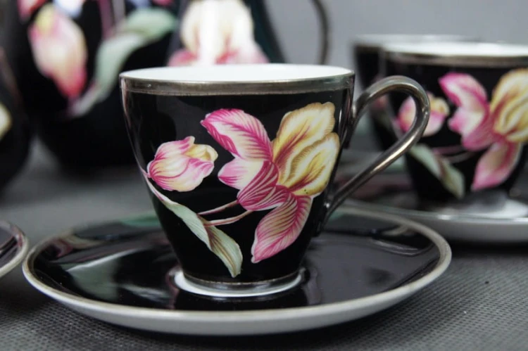 Irysy serwis do kawy ręcznie malowana porcelana KPM Krister