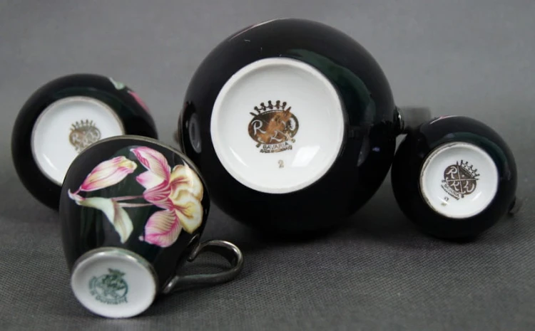 Irysy serwis do kawy ręcznie malowana porcelana KPM Krister