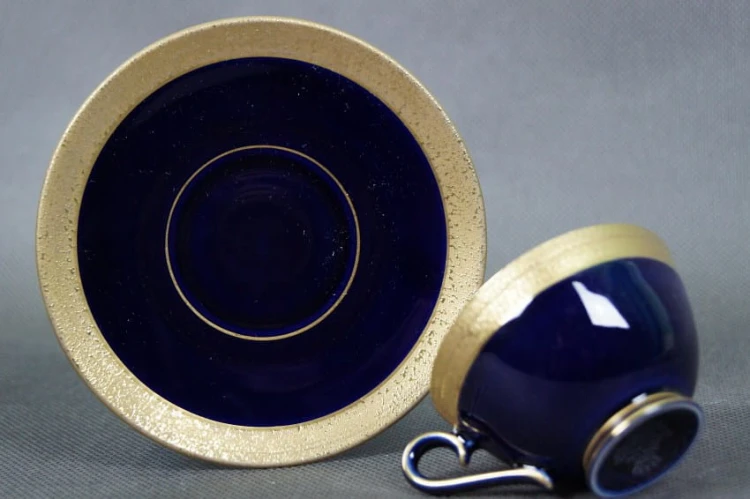 Porcelana Ilmenau filiżanka do espresso kobalt złocenia