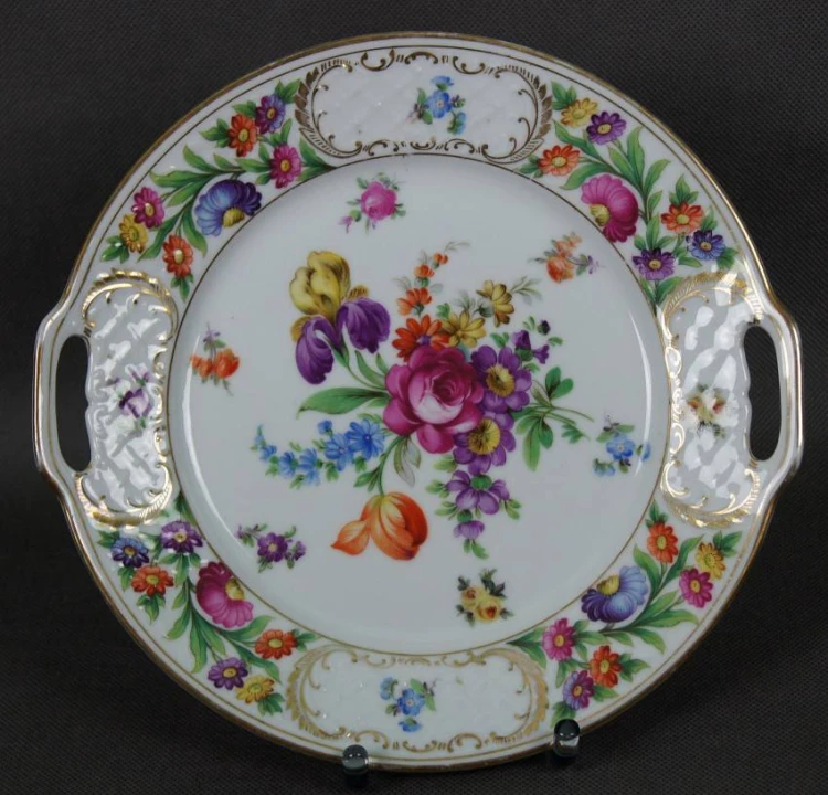 Kwiatowa duża patera Bawaria porcelana Carl Schumann