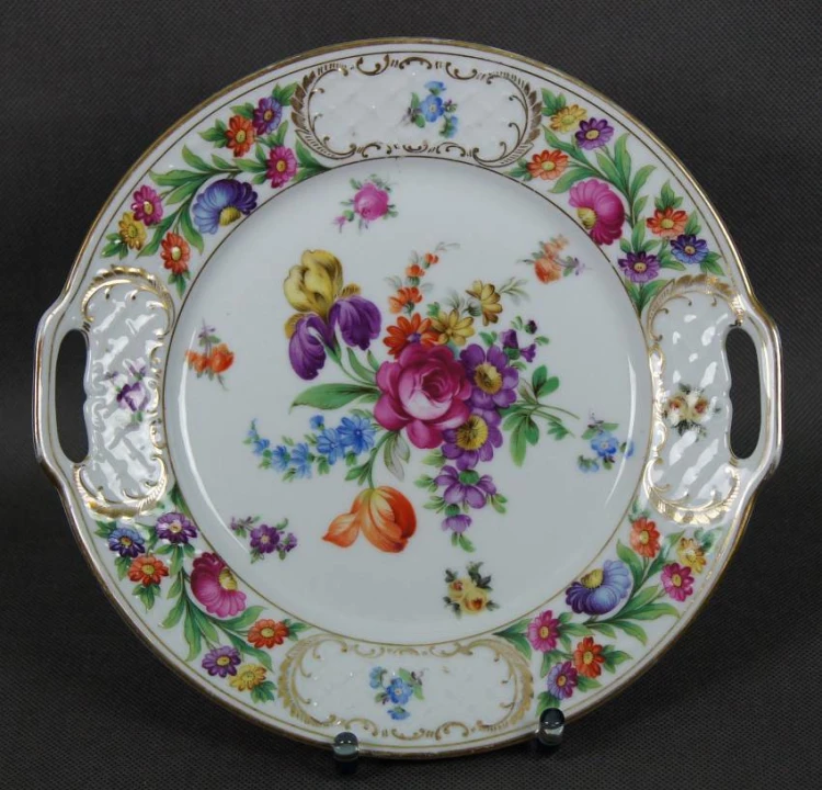 Kwiatowa duża patera Bawaria porcelana Carl Schumann