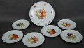 Zestaw talerzyków z paterą z dekoracją owocową - porcelana Schumann