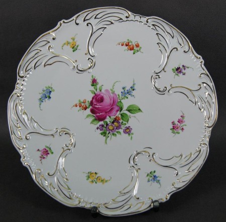 Porcelana z wytwórni Plaue - Wytworna duża patera ręcznie wykonane dekoracje