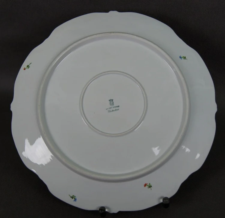 Porcelana z wytwórni Plaue - Wytworna duża patera ręcznie wykonane dekoracje