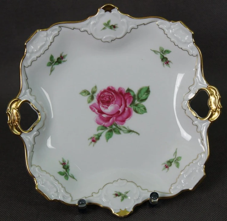 Cudowna patera różę złocenia porcelana Alka Kunst