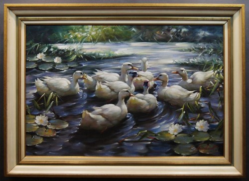 Wspaniały obraz Kaczki w szuwarach Gerhard Merfort