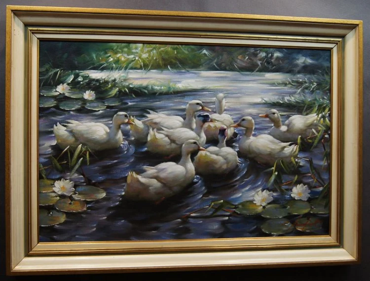 Wspaniały obraz Kaczki w szuwarach Gerhard Merfort
