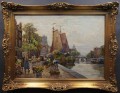 Targ kwiatowy w Amsterdamie R. Hornemann urzekające stare malarstwo