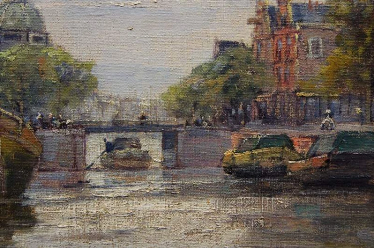 Targ kwiatowy w Amsterdamie R. Hornemann urzekające stare malarstwo