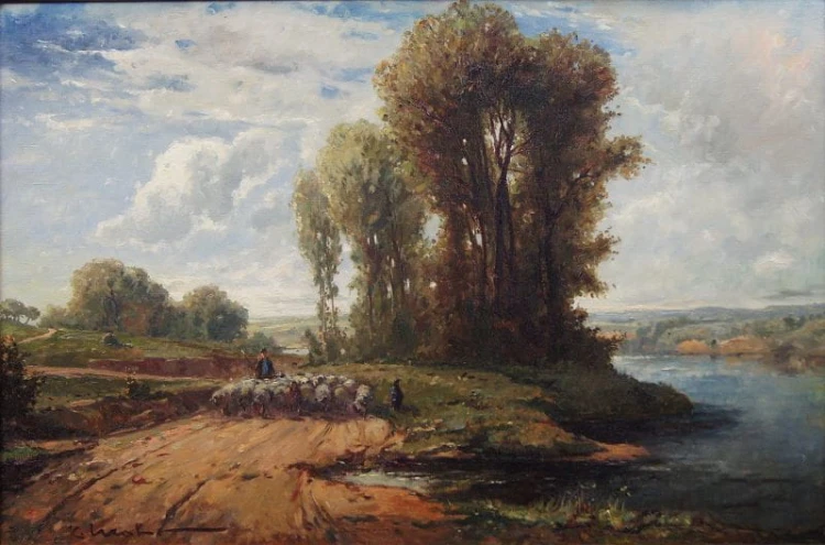 Malarstwo niemieckie Karl Mohr - Wypas owiec