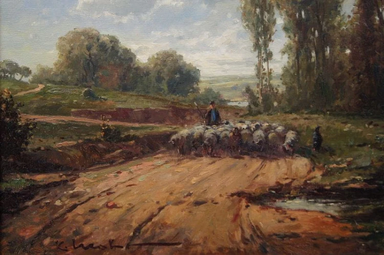 Malarstwo niemieckie Karl Mohr - Wypas owiec