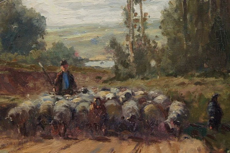 Malarstwo niemieckie Karl Mohr - Wypas owiec