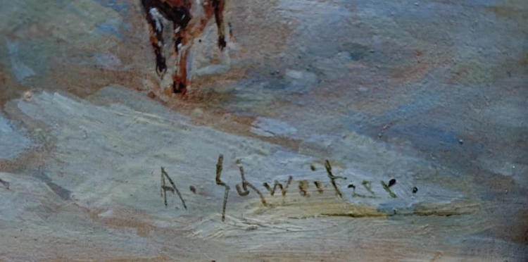 Węgierski kulig - pejzaż zimowy | malarstwo monachijskie Alfred Schweitzer
