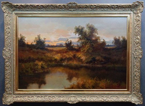 Pejzaż romantyczny Wrzosowiska w blasku zachodzącego słońca | Hermann Dieste