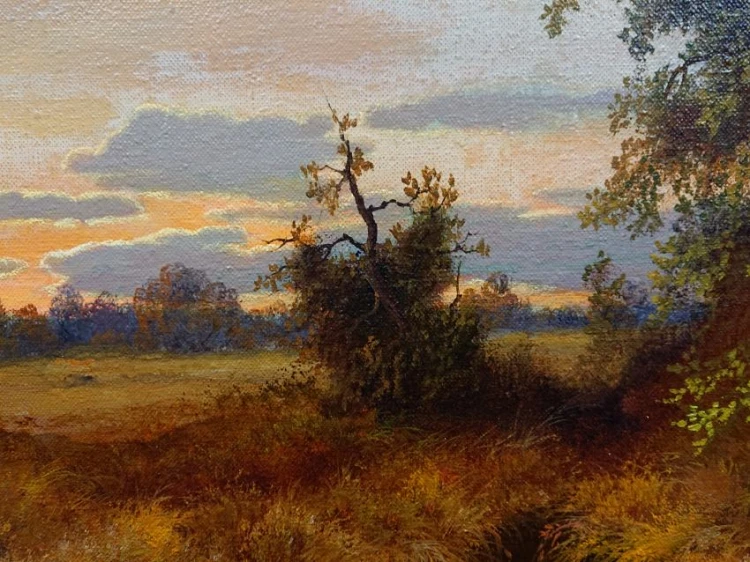 Pejzaż romantyczny | Wrzosowiska w blasku zachodzącego słońca | Hermann Dieste